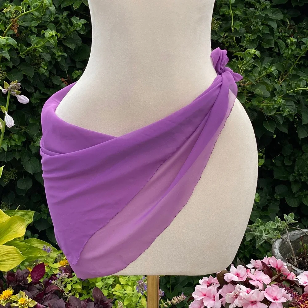 Y2K Scarf Top Women's OS Purple Micromesh Sarong Festival Fairycore Sheer Beachy